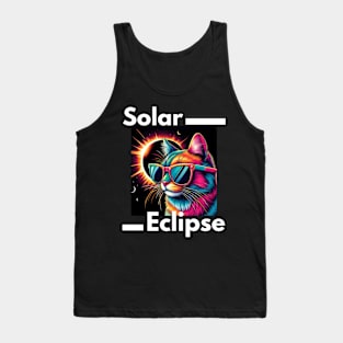 Solar Eclipse 2024 Cat Wearing Solar Eclipse Glasses Tank Top